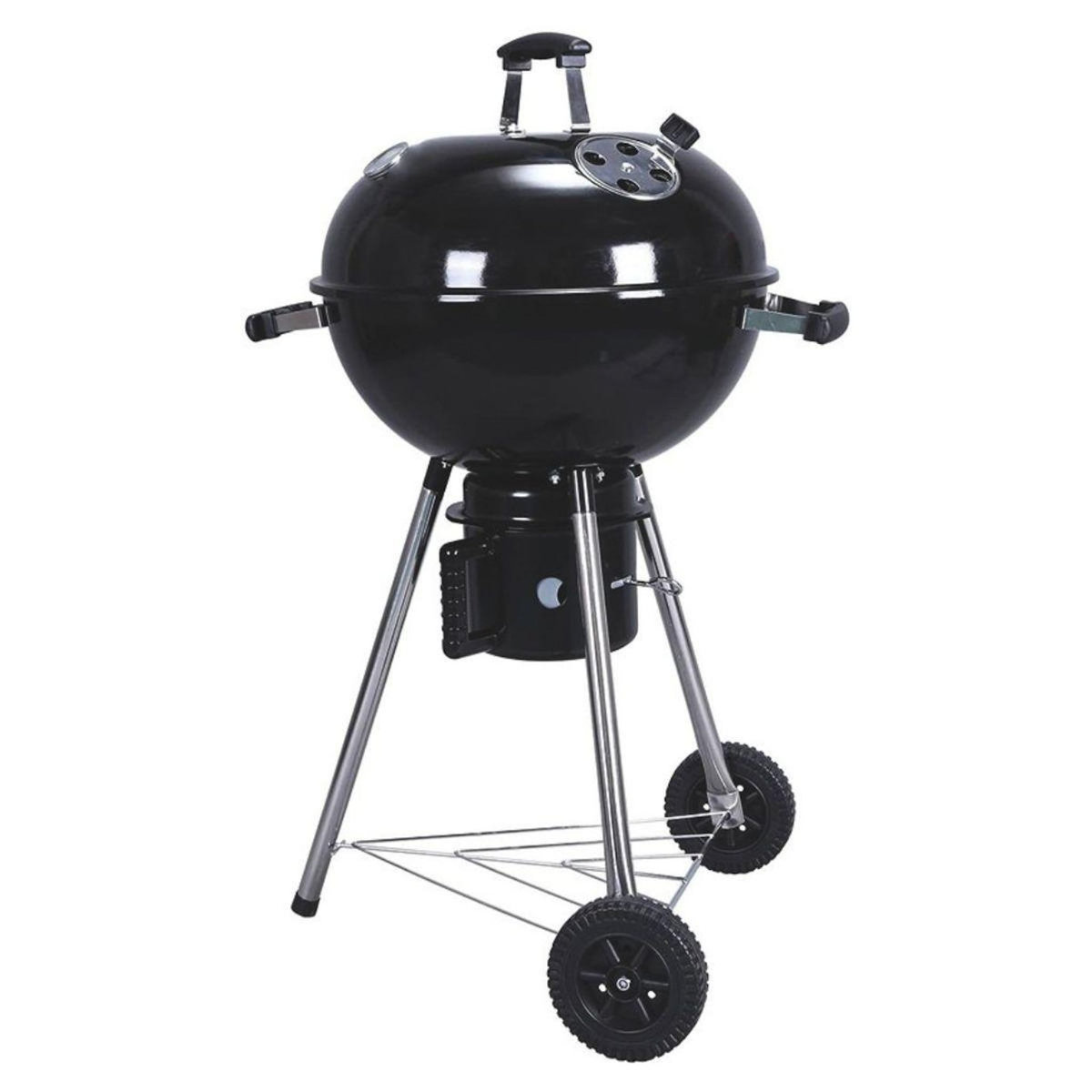 INTEC Barbecue à Charbon de Bois sur Trépied Ø57cm Grille Cuisson & Couvercle Thermostat Bac à cendres Barbecue rond 2 roues INTEC
