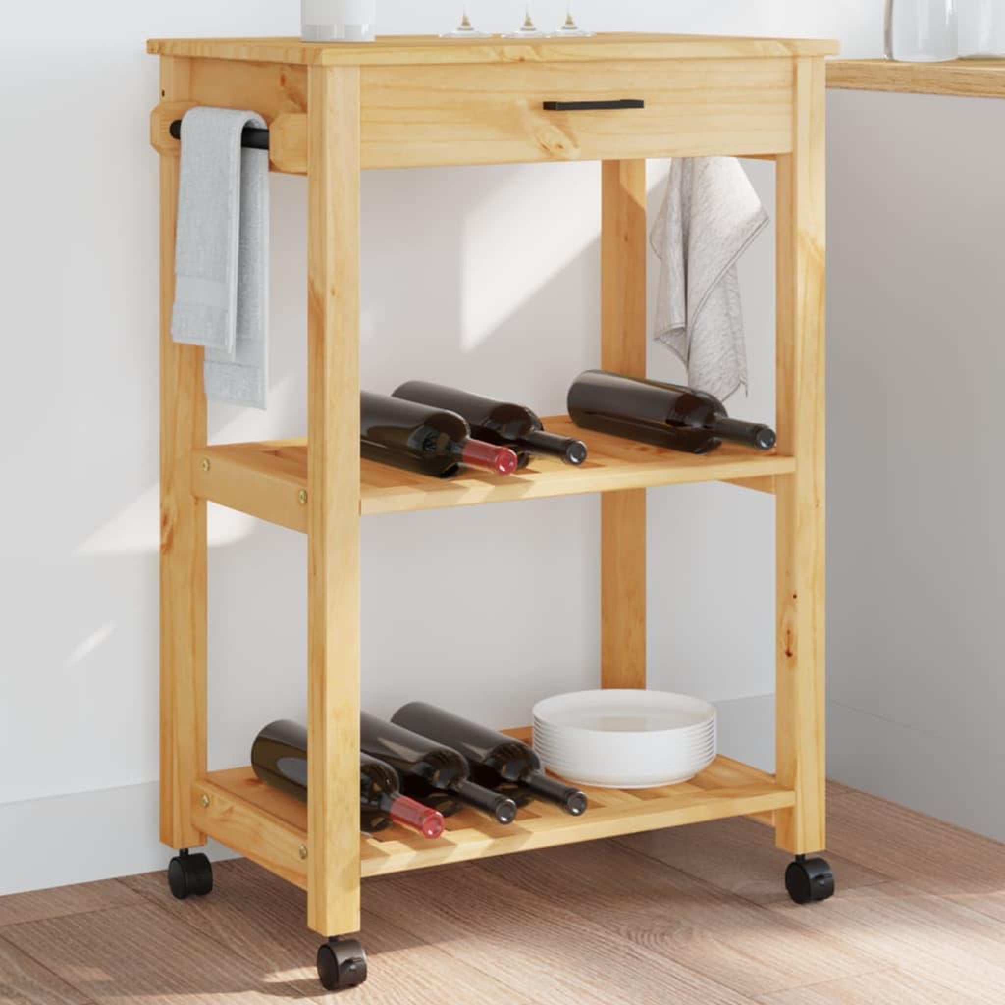 VIDAXL Chariot de cuisine MONZA 60x40x90 cm bois massif de pin