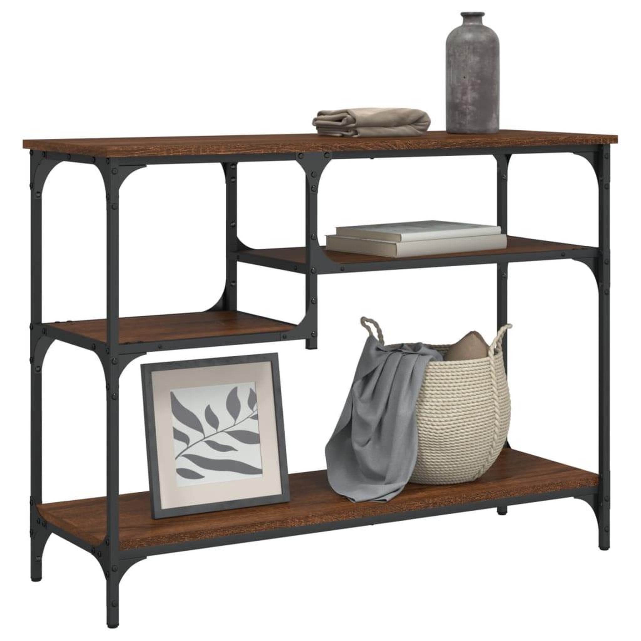 VIDAXL Table console avec etageres chene marron 100x35x75 cm