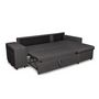 Voir la diapositive 4 :  Canapé 3 places d'angle Droit convertible avec coffre Tissu gris foncé+ 2 poufs inclus ANETTA