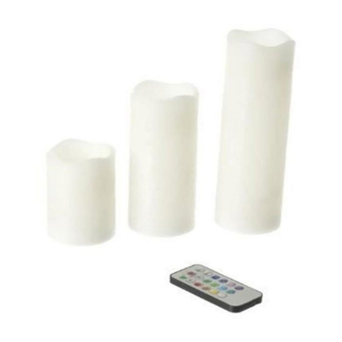 ATMOSPHERA Lot de 3 Bougies LED  12 Couleurs  20cm Multicolore