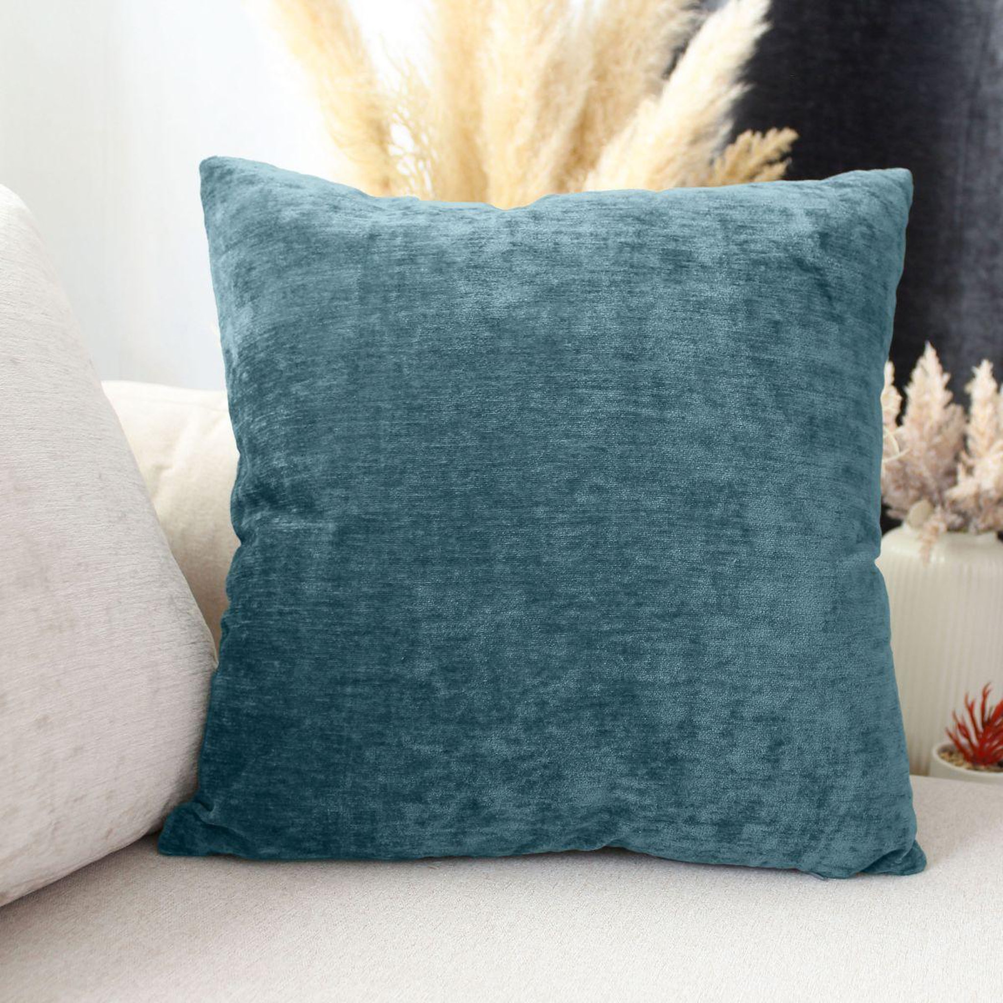 Voir la diapositive 2 : ENJOY HOME Coussin déco en velours  velvet  40x40cm bleu canard