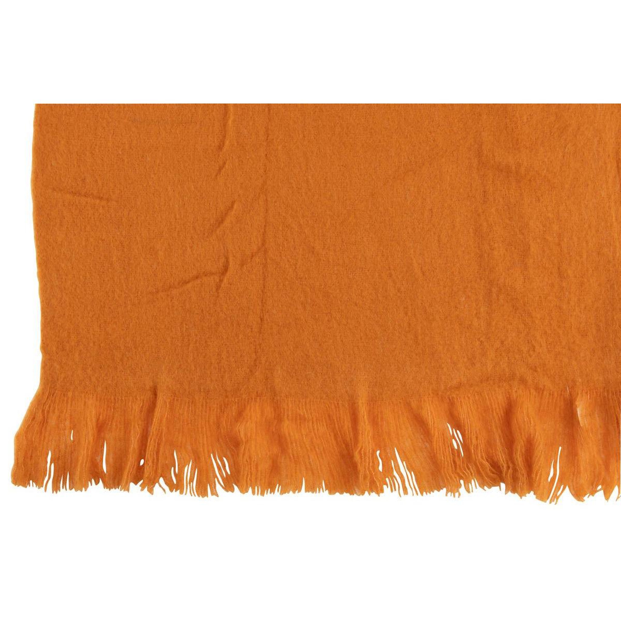 Voir la diapositive 2 : J-LINE Plaid uni à franges  glen  130x180cm orange