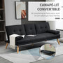 Voir la diapositive 4 : HOMCOM Canapé convertible 3 places design scandinave inclinaison dossier réglable 3 niveaux dossier centrale rabattable 2 porte-verres bois peuplier polyester anthracite