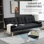 Voir la diapositive 4 : HOMCOM Canapé convertible 3 places design scandinave inclinaison dossier réglable 3 niveaux dossier centrale rabattable 2 porte-verres bois peuplier polyester anthracite
