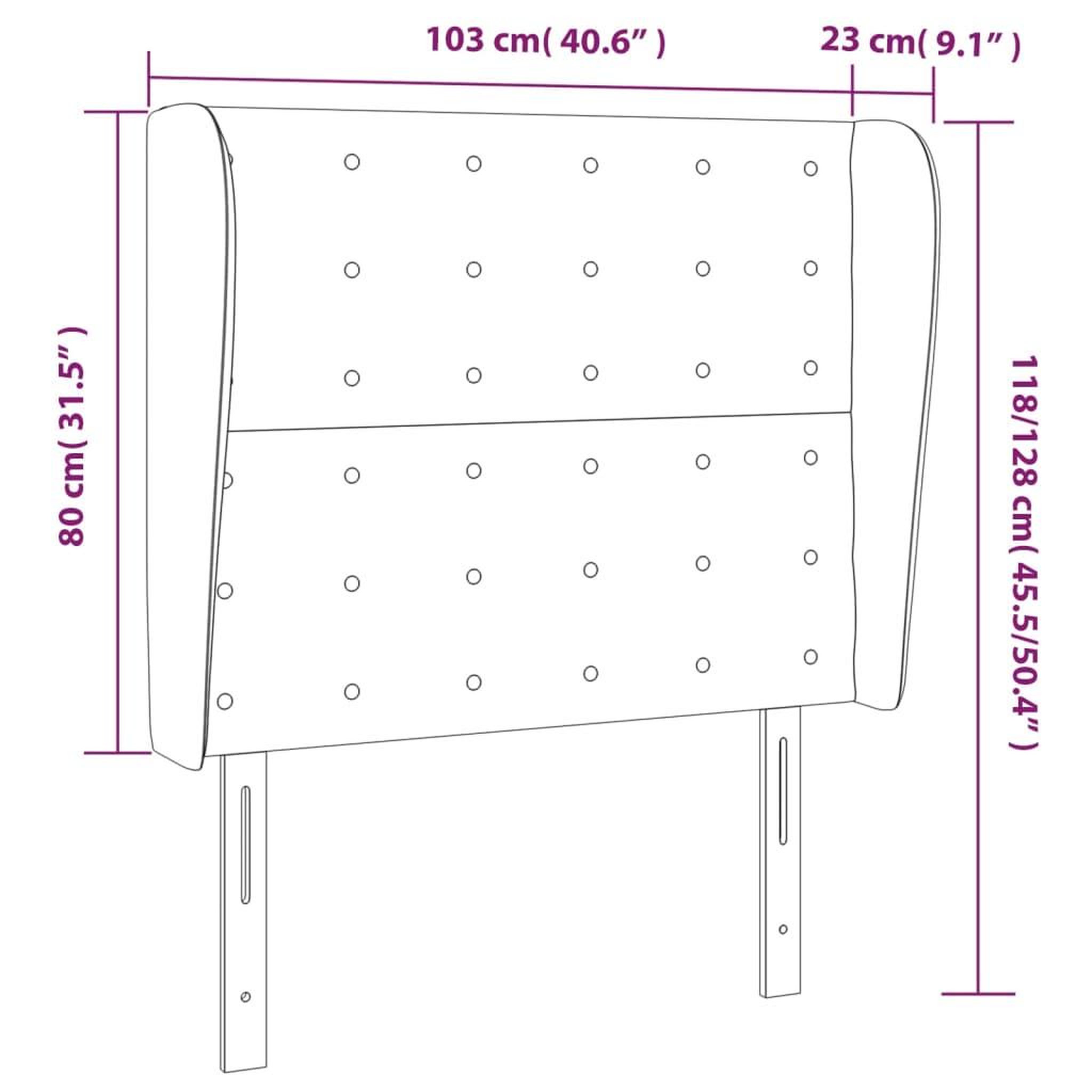 Voir la diapositive 6 : VIDAXL Tete de lit avec oreilles Taupe 103x23x118/128 cm Tissu