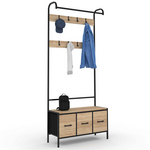 ID MARKET Vestiaire d'entrée UTAH avec banc et 3 tiroirs en tissu design industriel