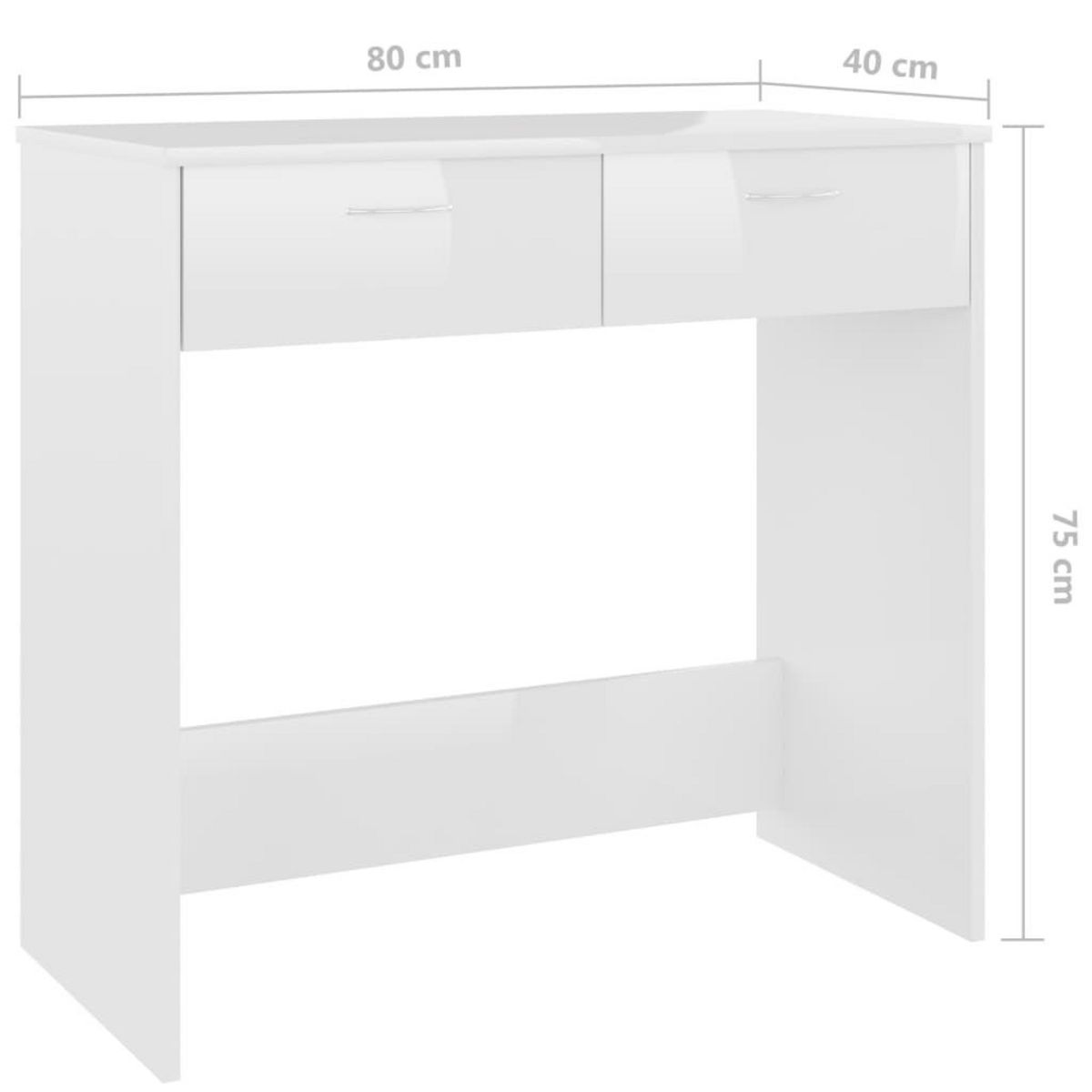 VIDAXL Bureau Blanc brillant 80x40x75 cm Agglomere