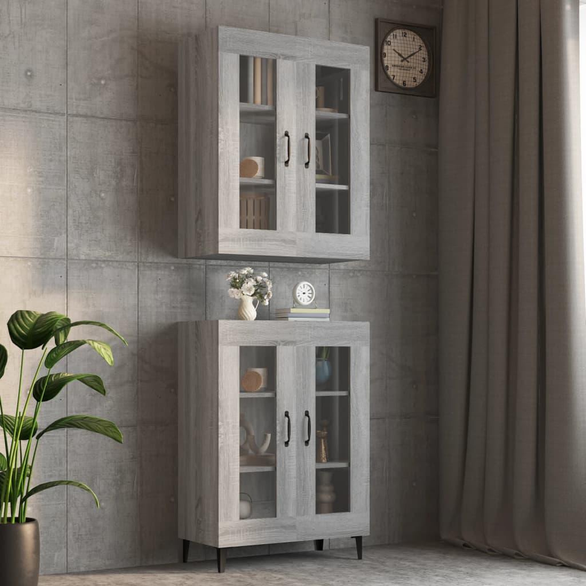 Voir la diapositive 1 : VIDAXL Armoire murale suspendue Sonoma gris 69,5x34x90 cm