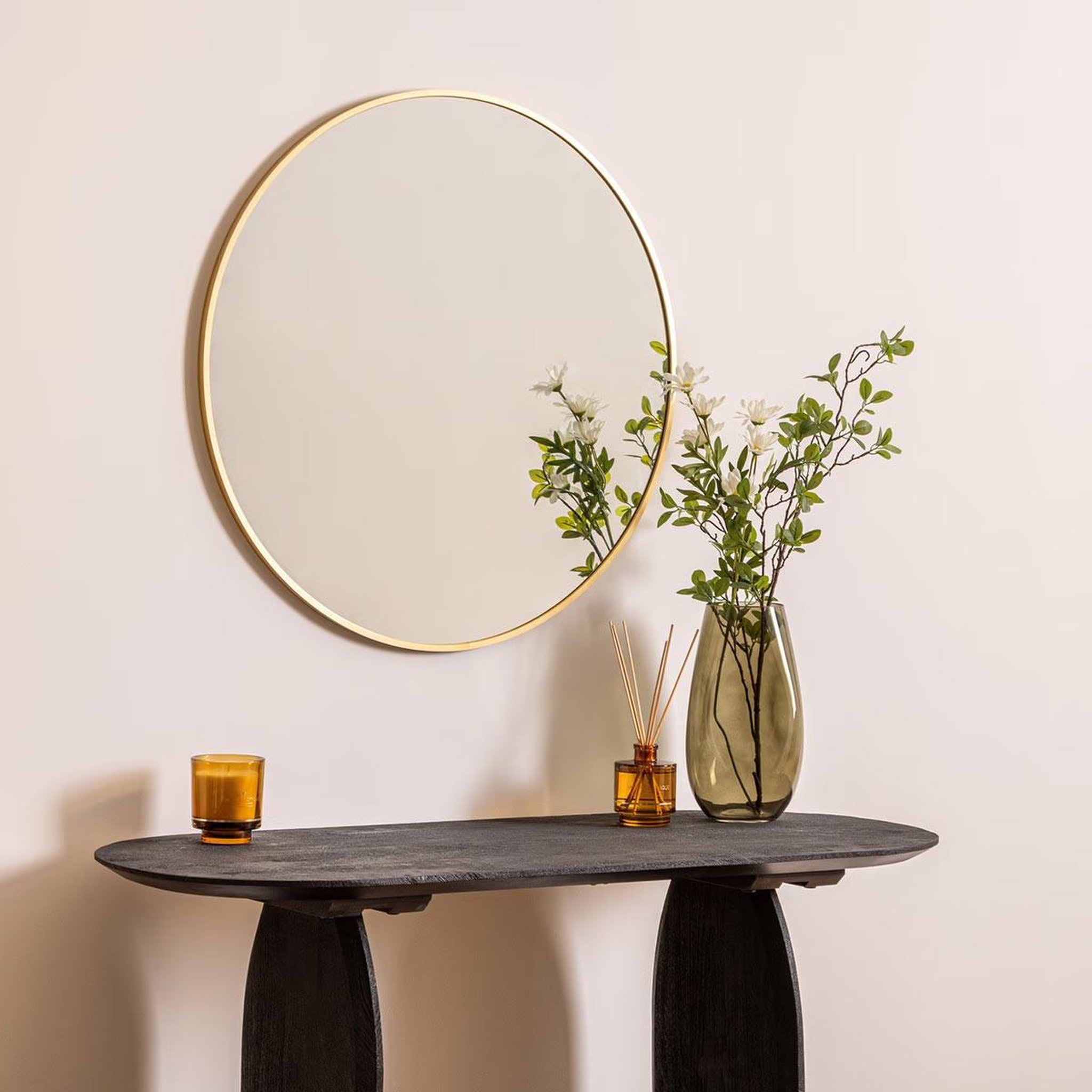 Voir la diapositive 3 : ATMOSPHERA Miroir mural rond  alice  38cm or
