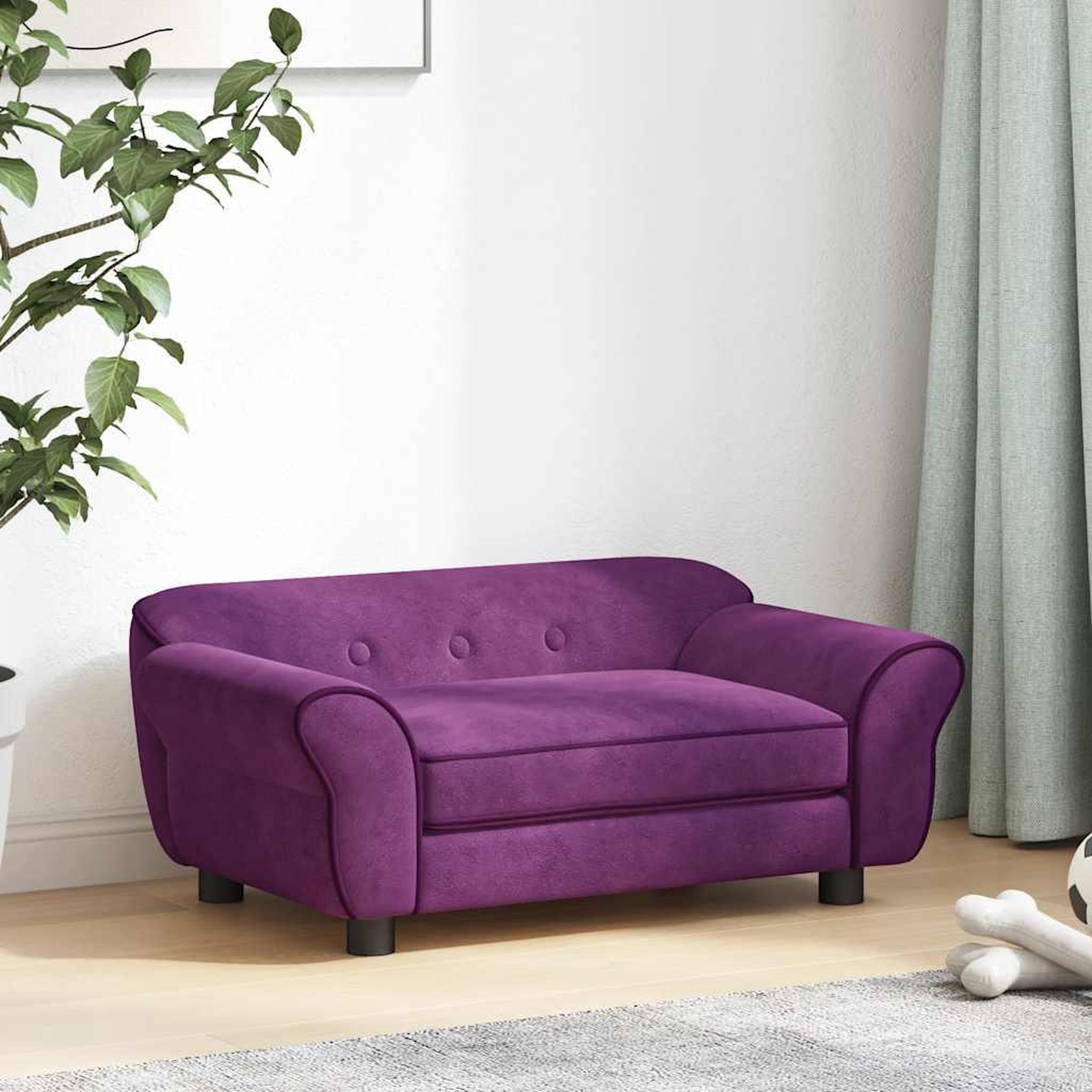 Voir la diapositive 3 : VIDAXL Canape pour chien bordeaux 72x45x30 cm peluche