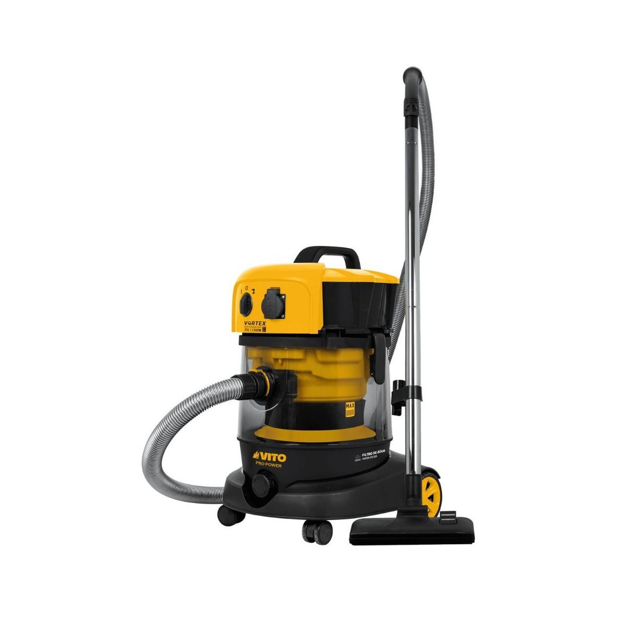 VITO Aspirateur plâtres eau et poussières 1200w cuve 25l professionnel chantier atelier vito