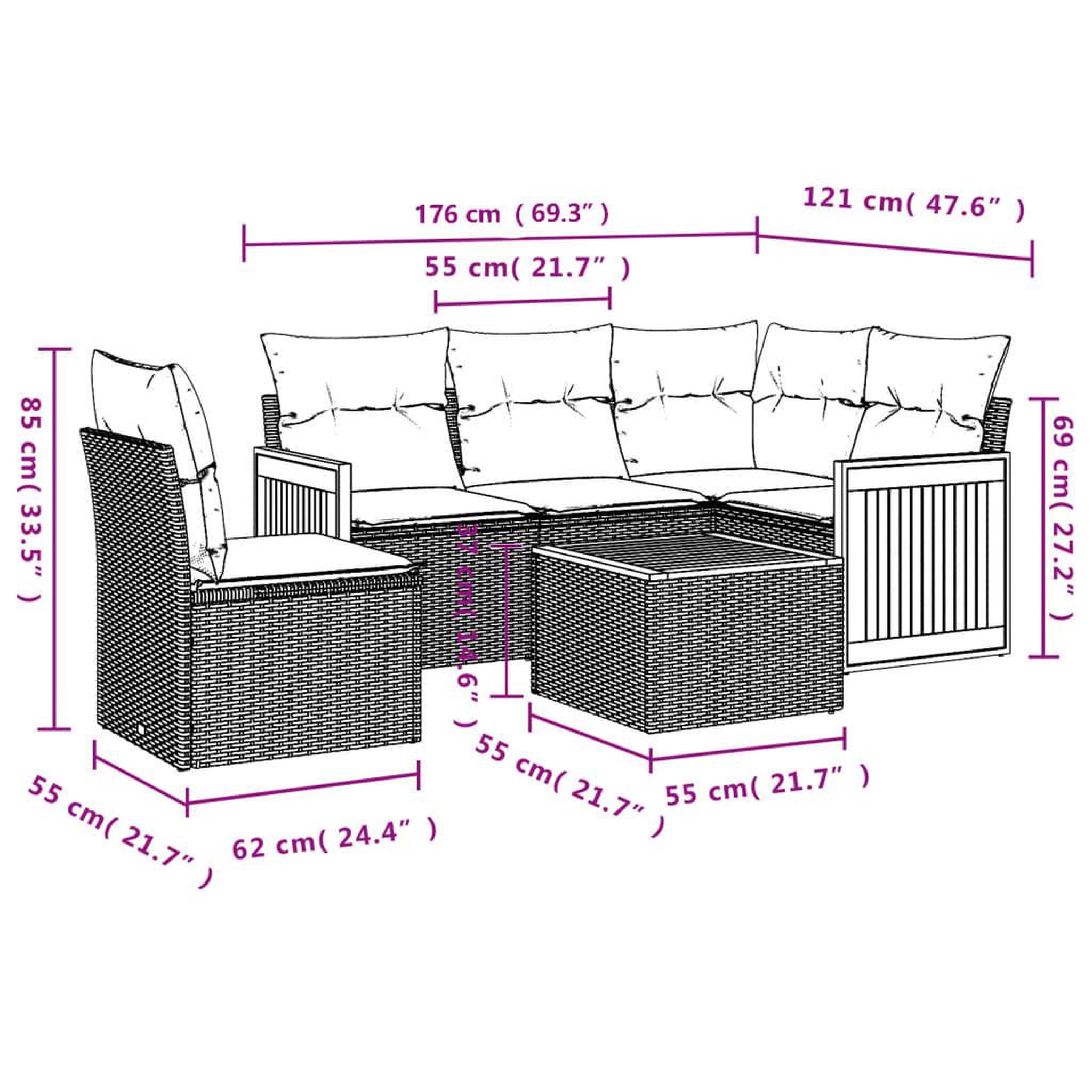 Voir la diapositive 4 : VIDAXL Salon de jardin avec coussins 6 pcs beige resine tressee