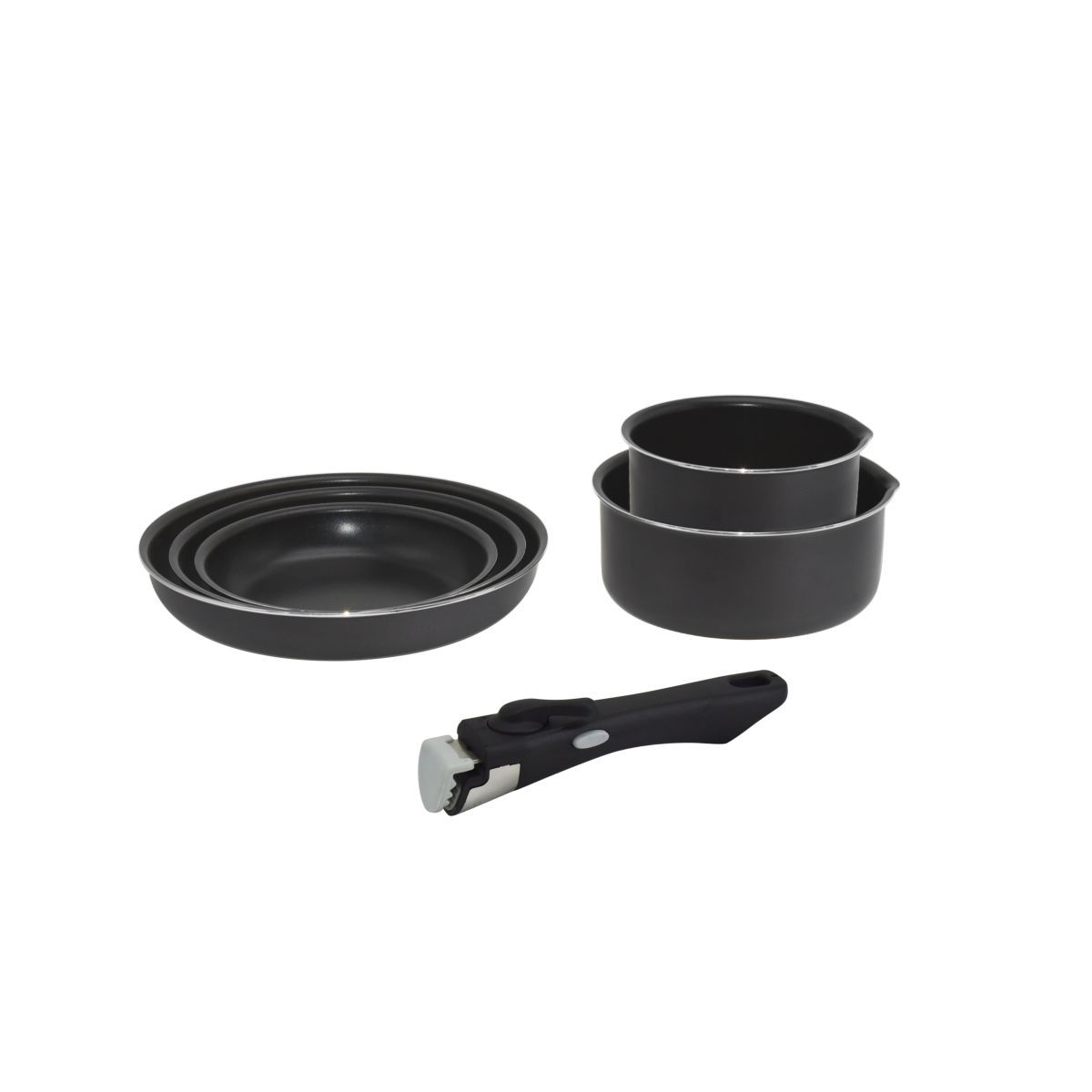 ACTUEL Batterie de cuisine amovible 6 pièces en aluminium noir
