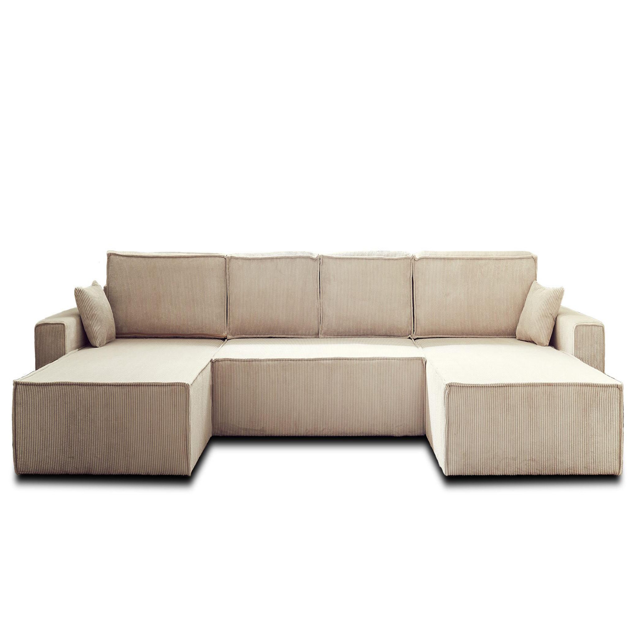 Voir la diapositive 6 : BEST MOBILIER Dellia - canapé panoramique en u - 7 places - convertible - avec coffre - en velours côtelé