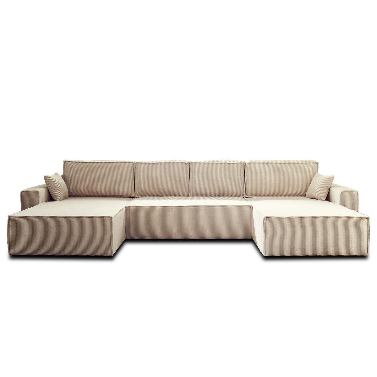 BEST MOBILIER Dellia - canapé panoramique en u - 7 places - convertible - avec coffre - en velours côtelé