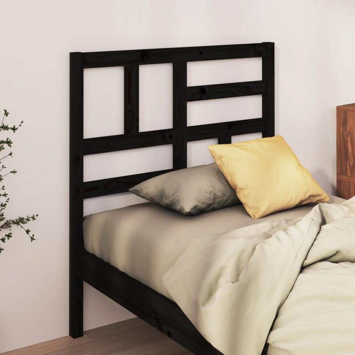 VIDAXL Tete de lit Noir 96x4x104 cm Bois massif de pin
