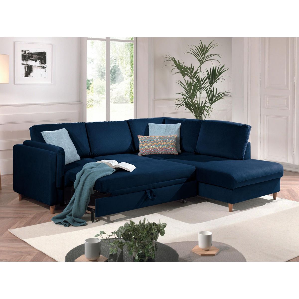 LISA DESIGN Brooke - canapé d'angle droit - convertible - 5 places - en velours