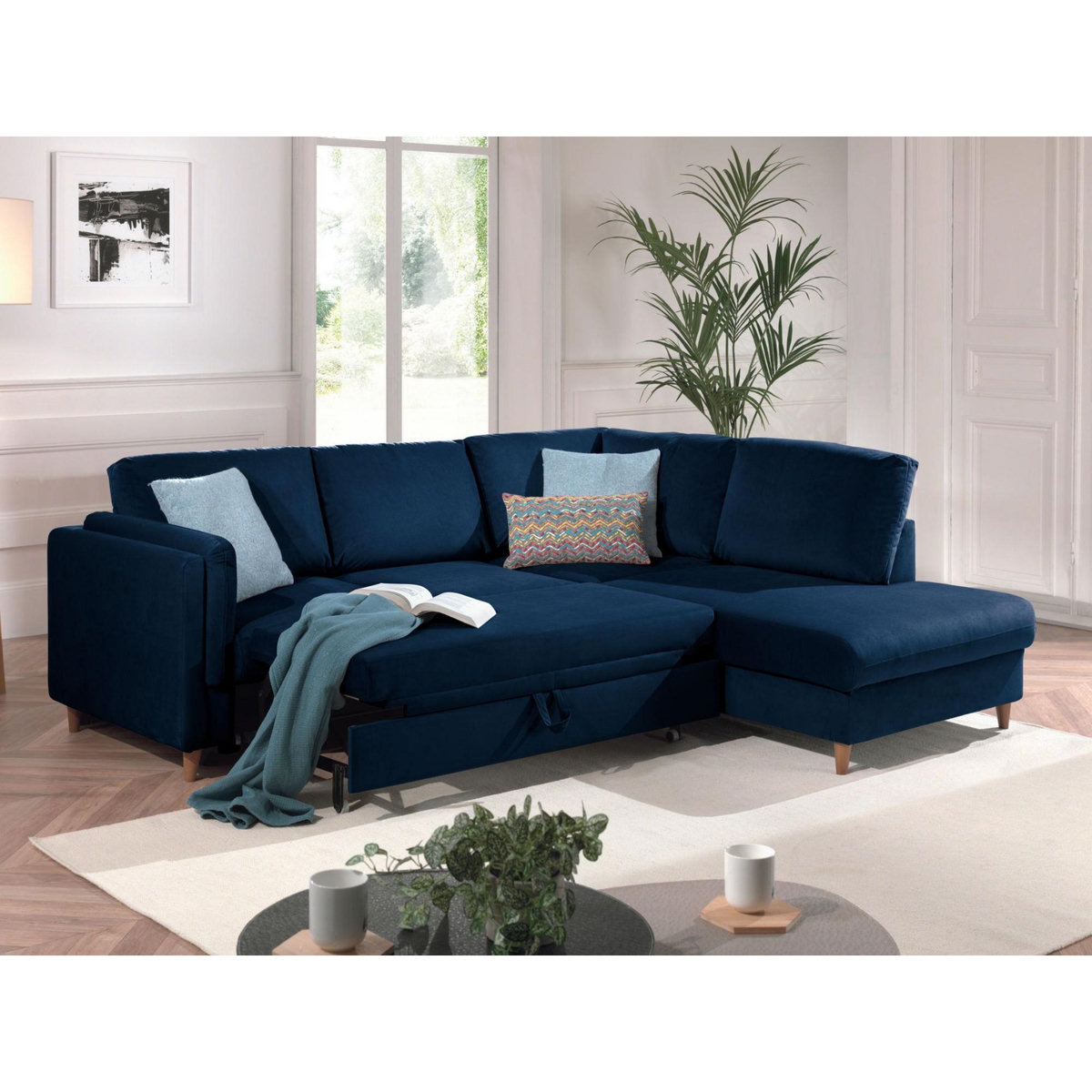 LISA DESIGN Brooke - canapé d'angle droit - convertible - 5 places - en velours