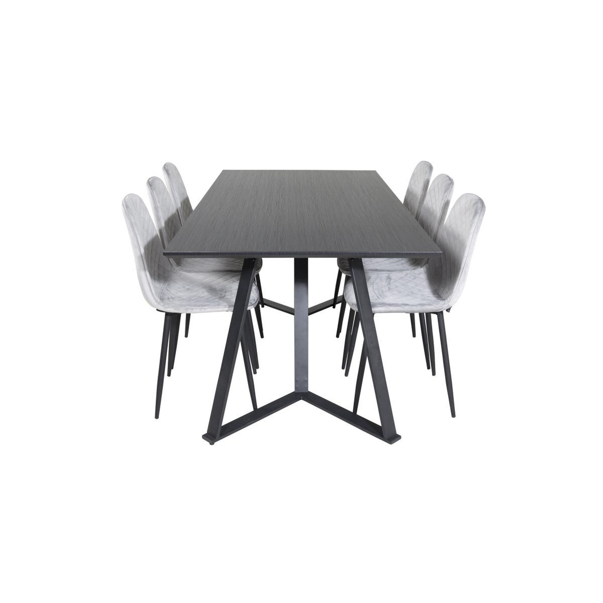 Voir la diapositive 2 : Paris Prix Ensemble table à manger & 6 chaises design  marina & polar  180cm noir & gris