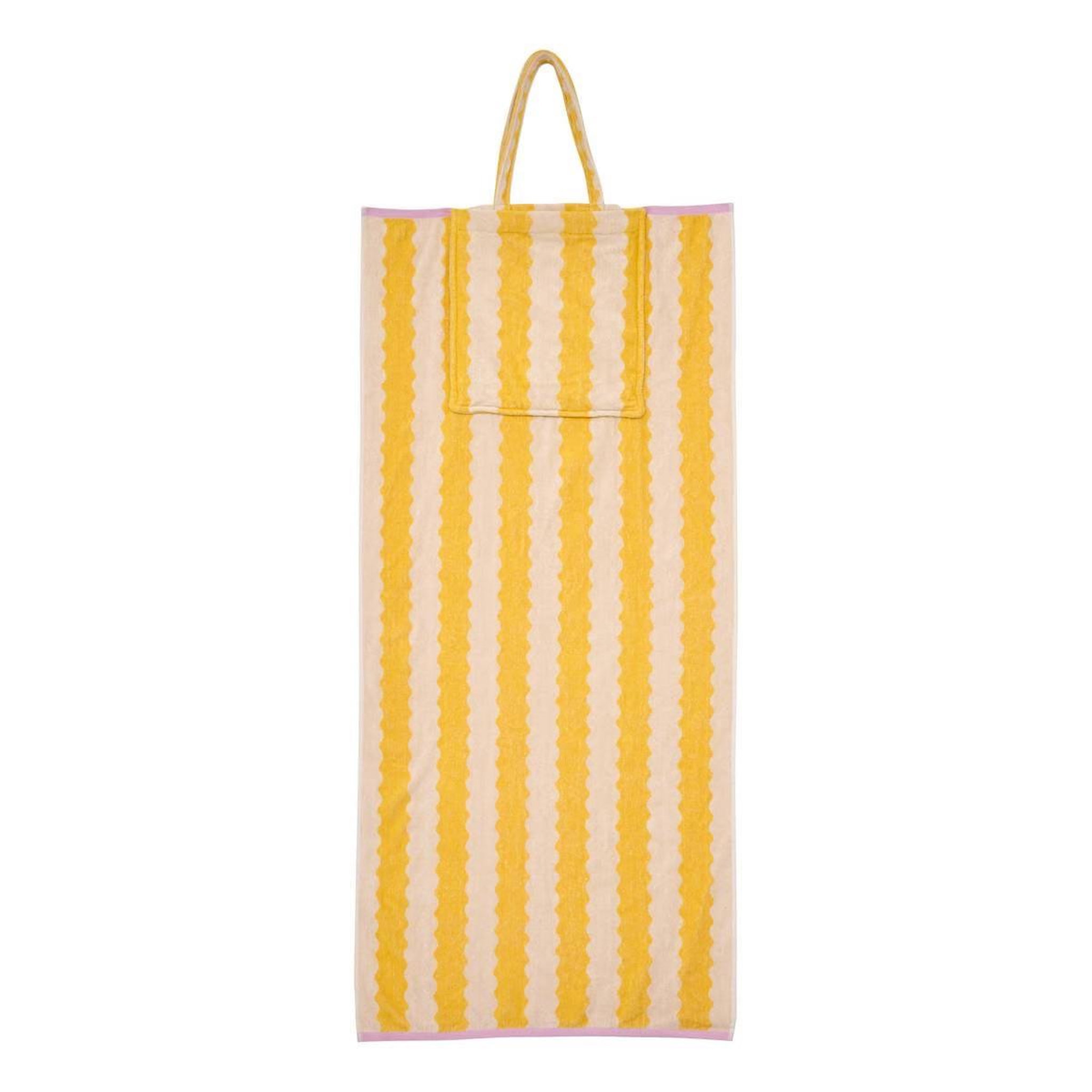 ATMOSPHERA Serviette de plage avec sac intégré  poolside  70x150cm jaune