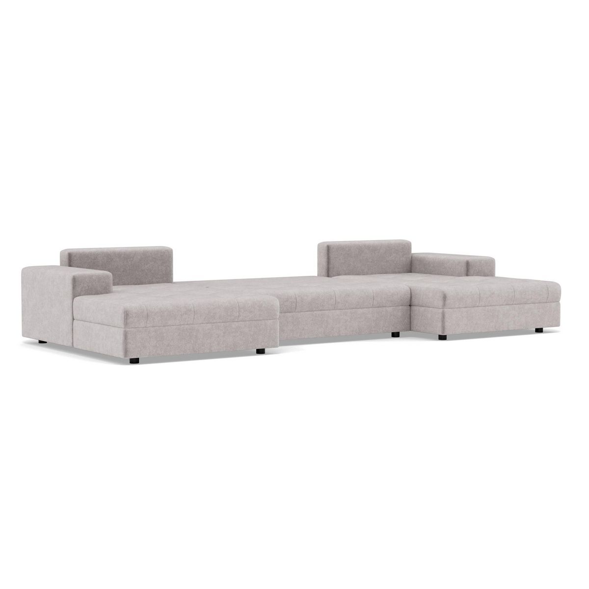 BEST MOBILIER Bastian - canapé panoramique en u 7 places convertible avec coffre en velours texturé