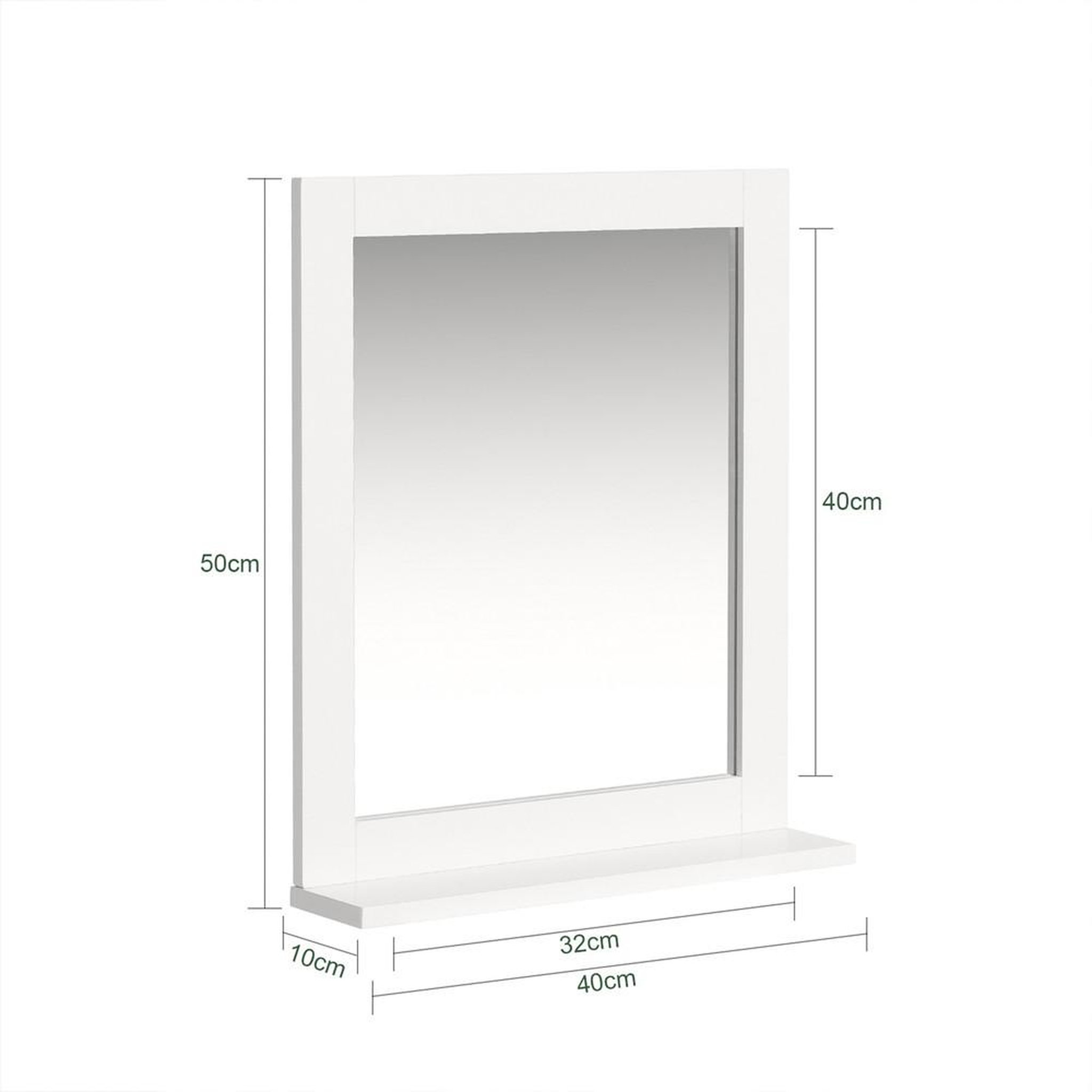 Voir la diapositive 3 : SOBUY Miroir Mural avec Étagère Blanc 40x10x50cm FRG129-W
