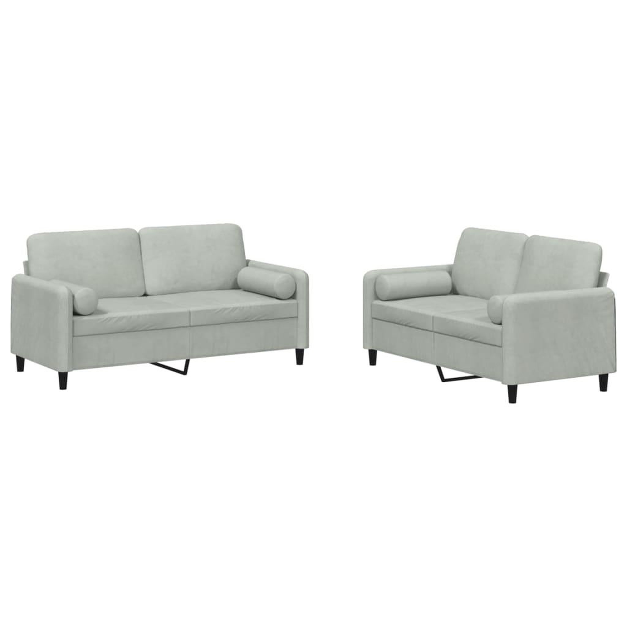 Voir la diapositive 2 : VIDAXL Ensemble de canapes 2 pcs avec coussins gris clair velours