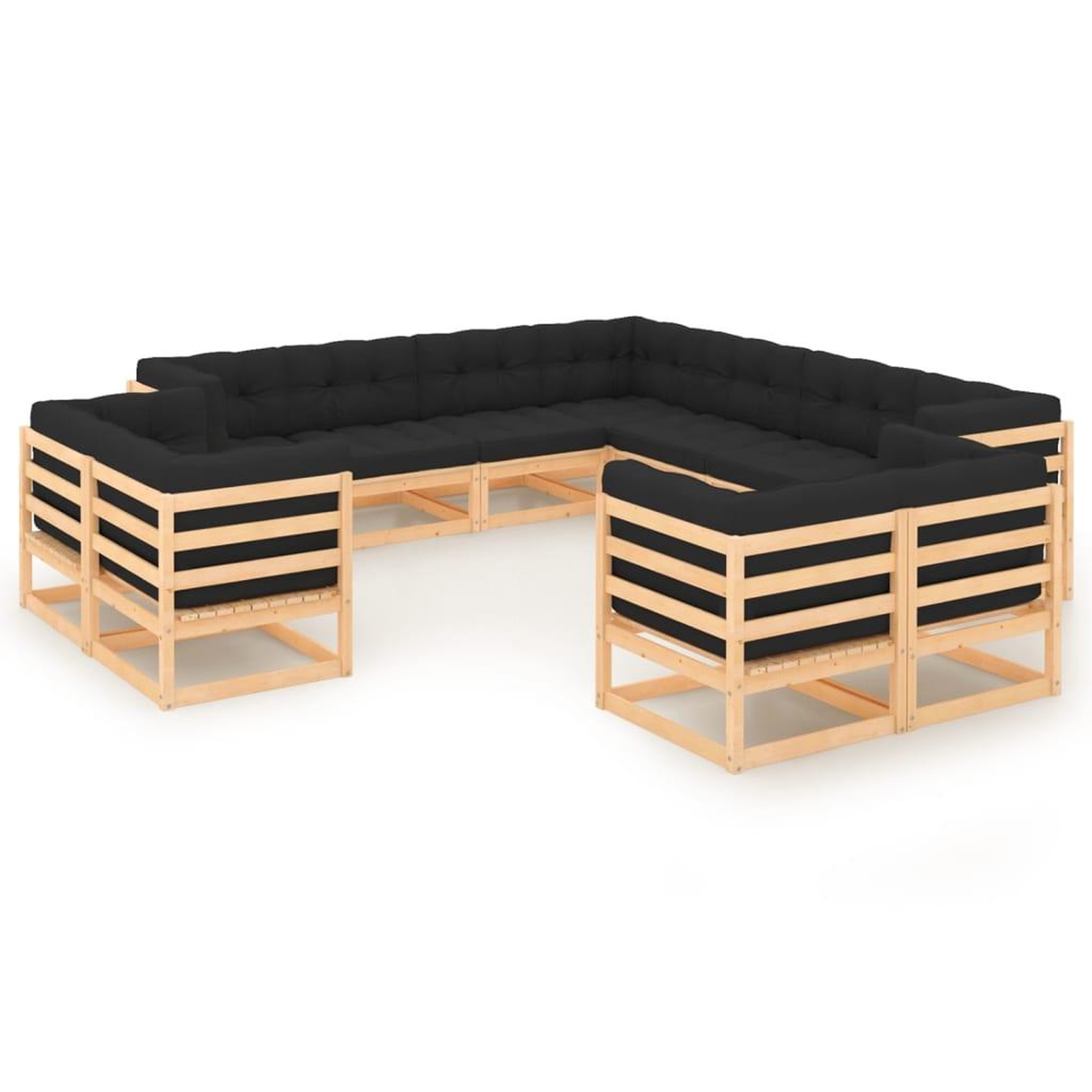 Voir la diapositive 1 : VIDAXL Salon de jardin 11 pcs avec coussins anthracite Pin massif