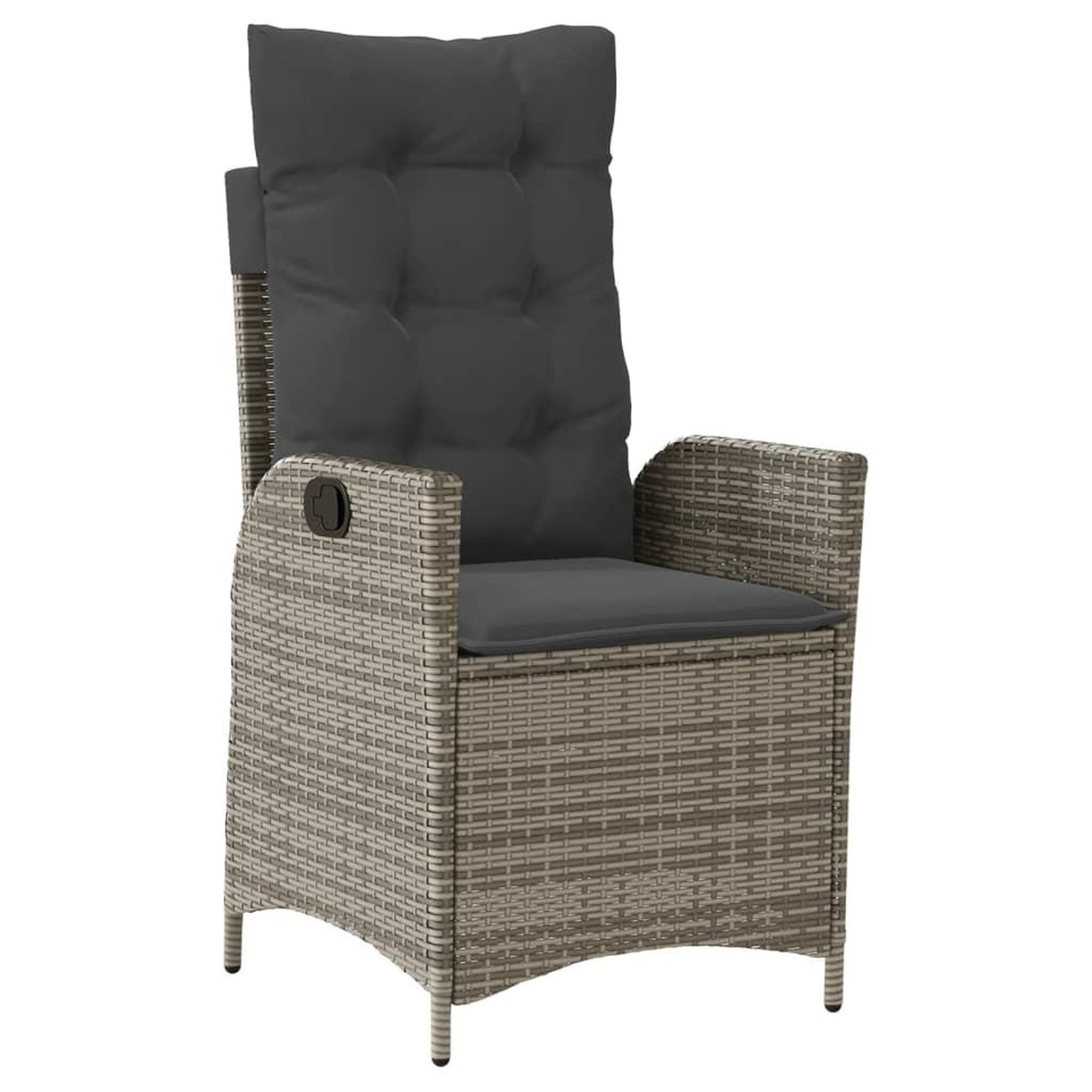 Voir la diapositive 2 : VIDAXL Chaise inclinable de jardin avec coussins gris resine tressee