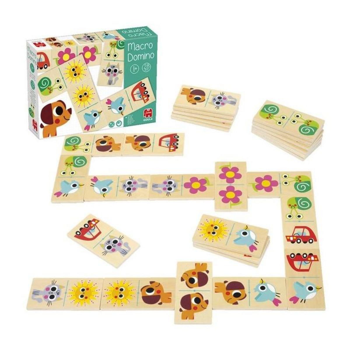 Goula Jeu éducatif - GOULA - Macro Domino - Animaux et objets du quotidien avec grandes pieces en bois