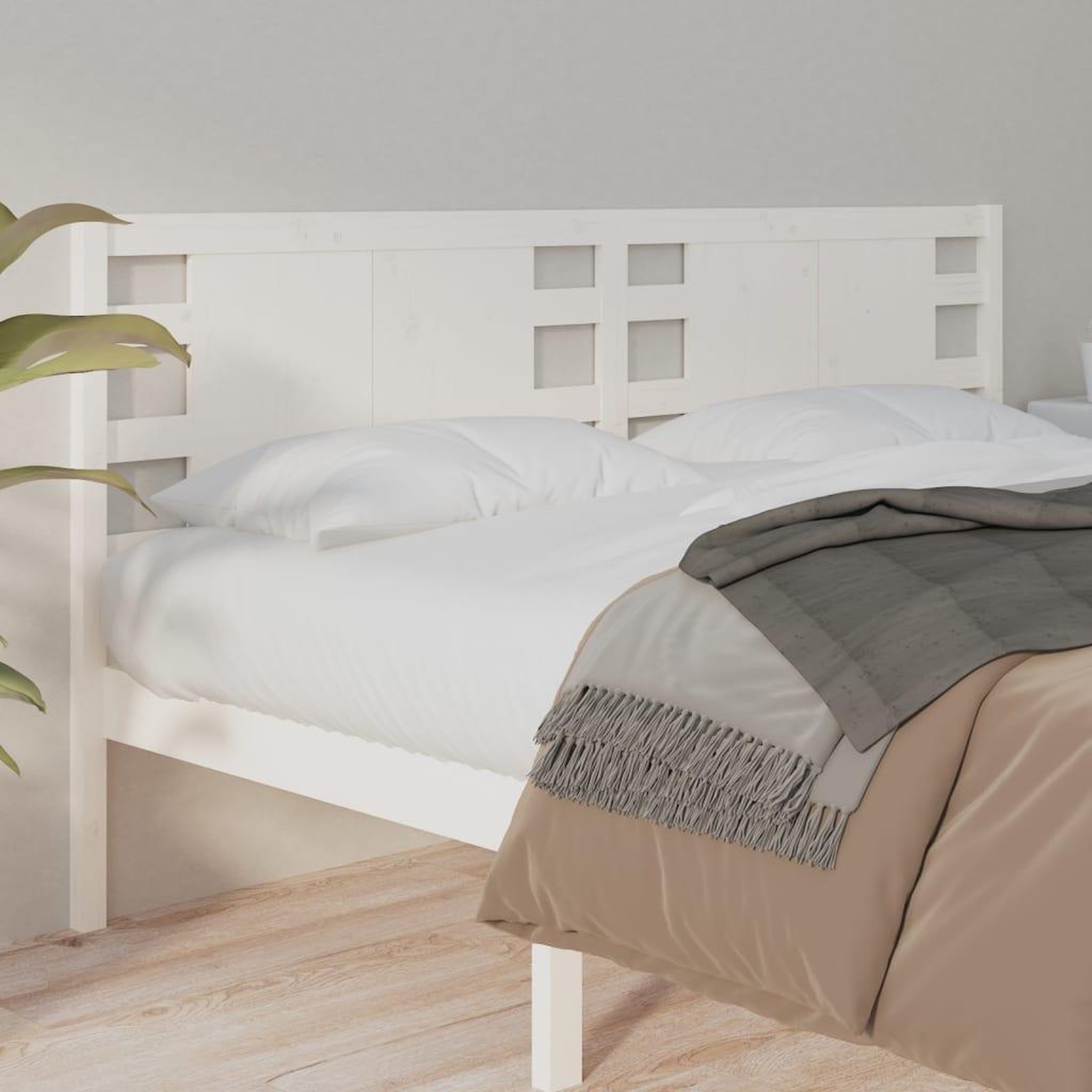 Voir la diapositive 1 : VIDAXL Tete de lit Blanc 156x4x100 cm Bois massif de pin
