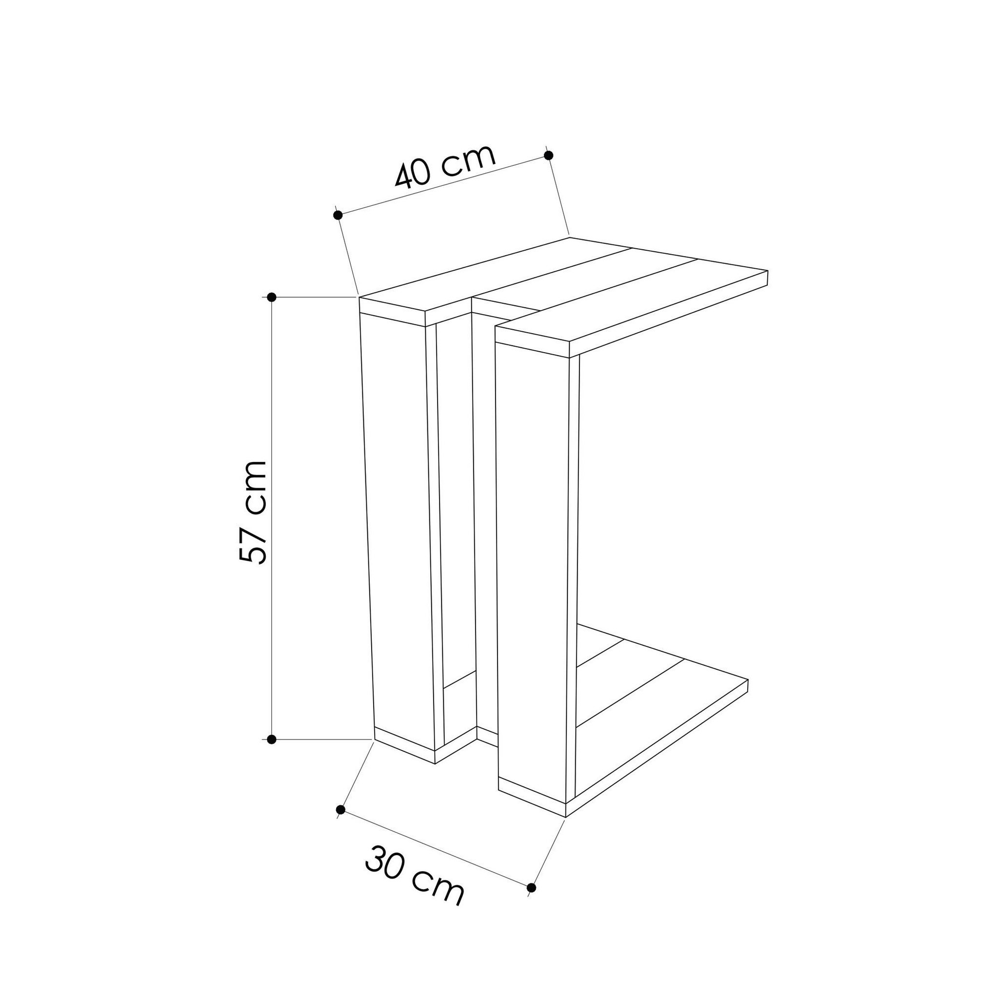 Voir la diapositive 4 : Habitat et Jardin Table d'appoint en bois  muju  - 30 x 40 x 57 cm - chêneanthracite