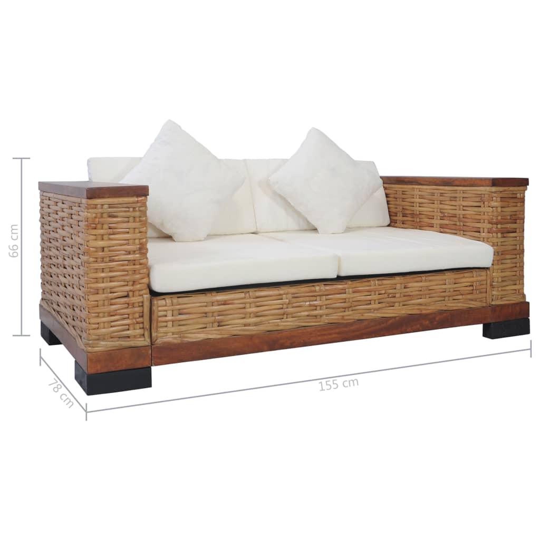 Voir la diapositive 6 : VIDAXL Canape a 2 places avec coussins Marron Rotin naturel