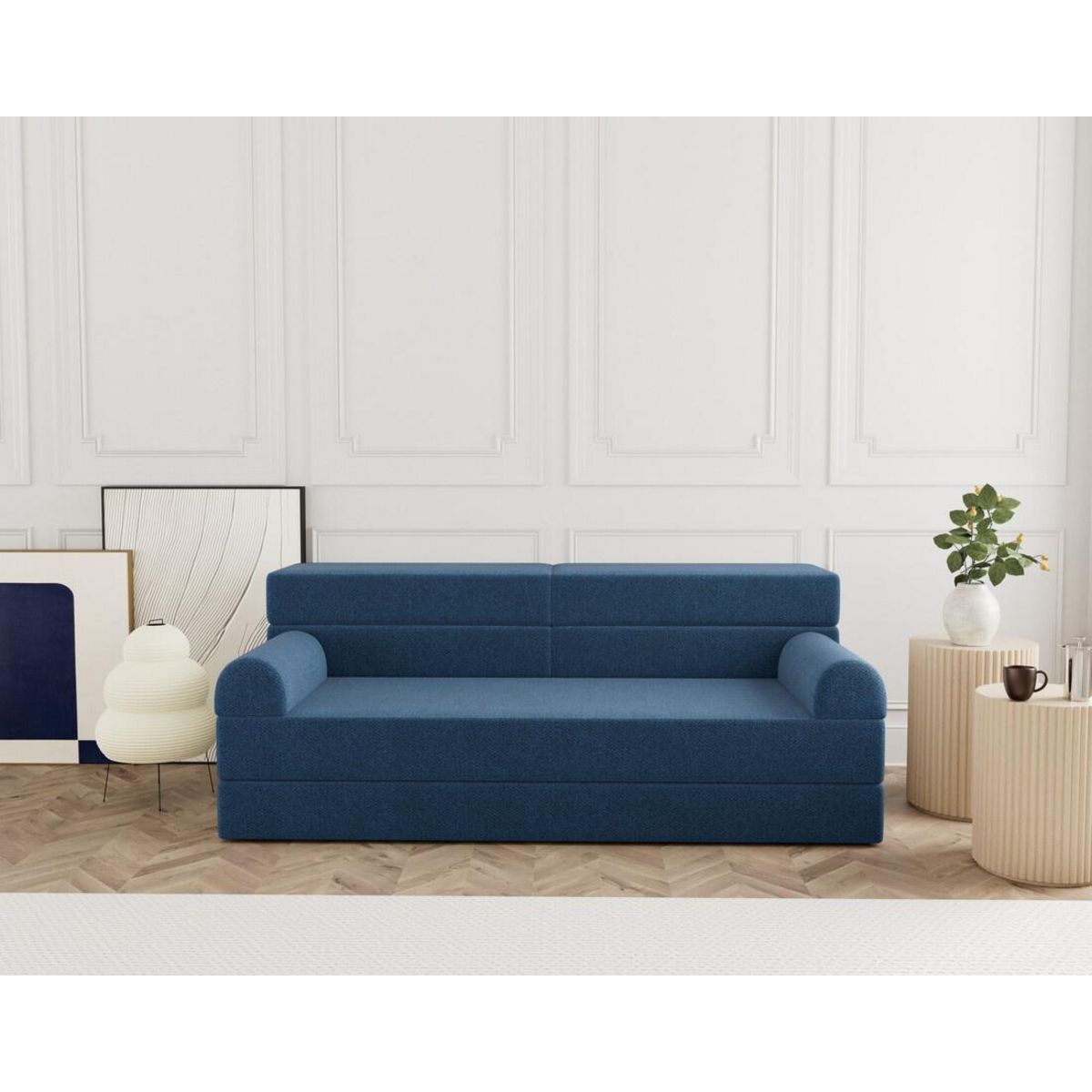 LISA DESIGN Astral - canapé 3 places convertible en velours texturé