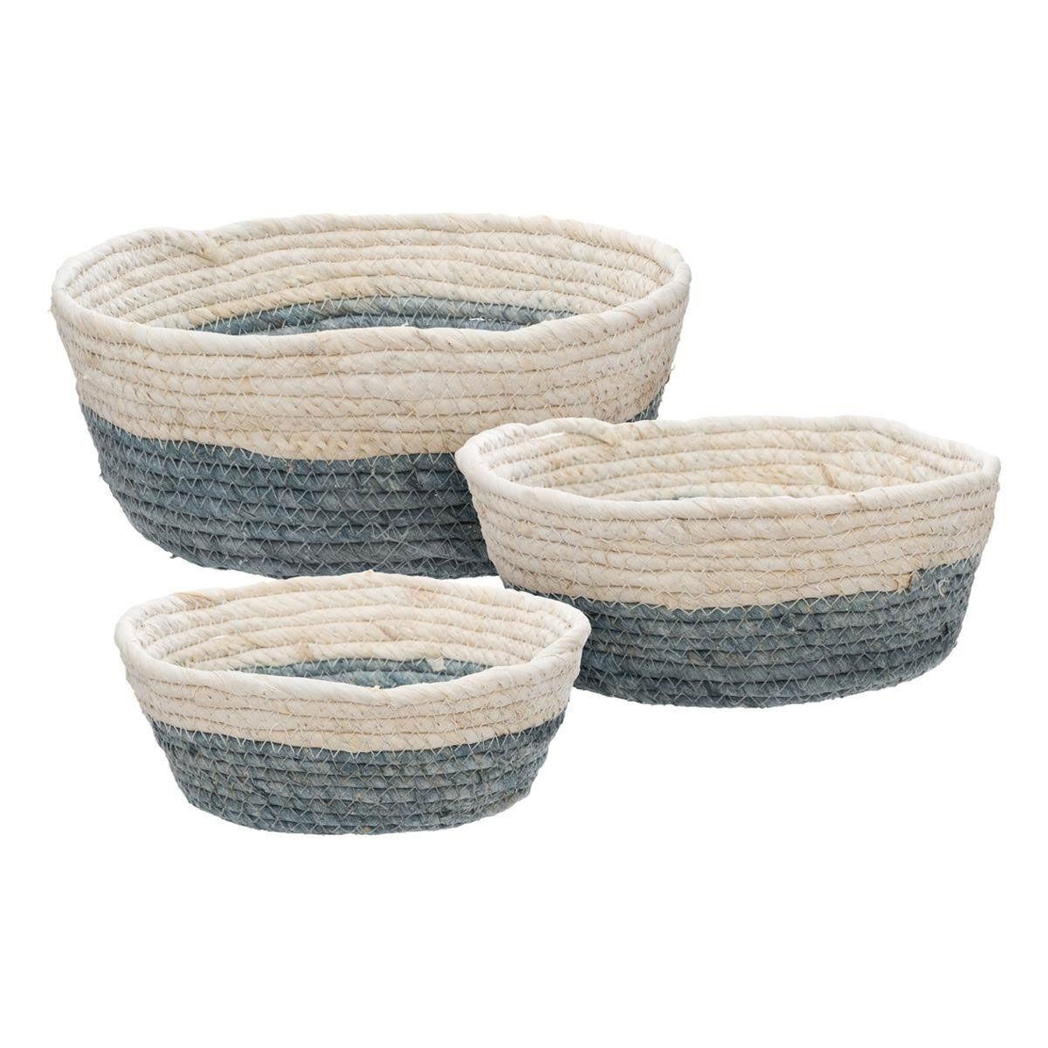 ATMOSPHERA Lot de 3 paniers de rangement rond  circ  25cm naturel