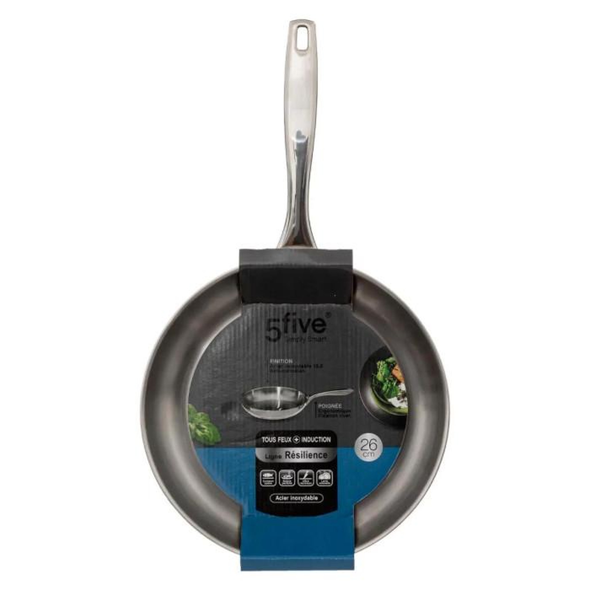 Voir la diapositive 3 : FIVE Poêle en Inox  Résilience  26cm Argent