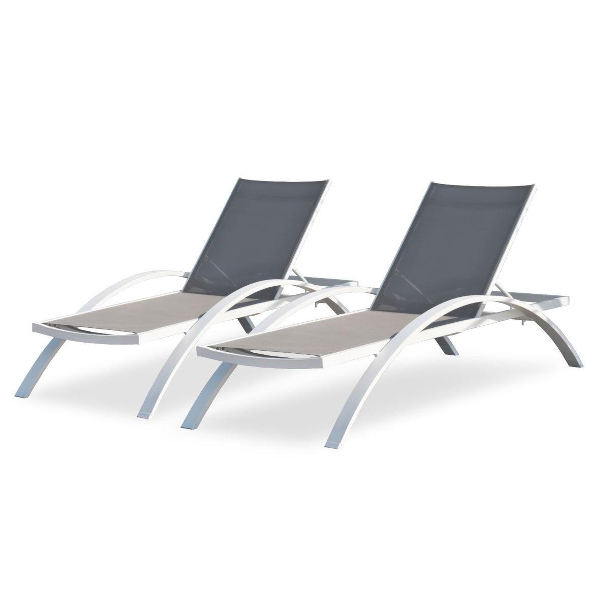 Voir la diapositive 2 : DCB GARDEN Lot de 2 Bains de Soleil Empilables  Barcelona  195cm Blanc