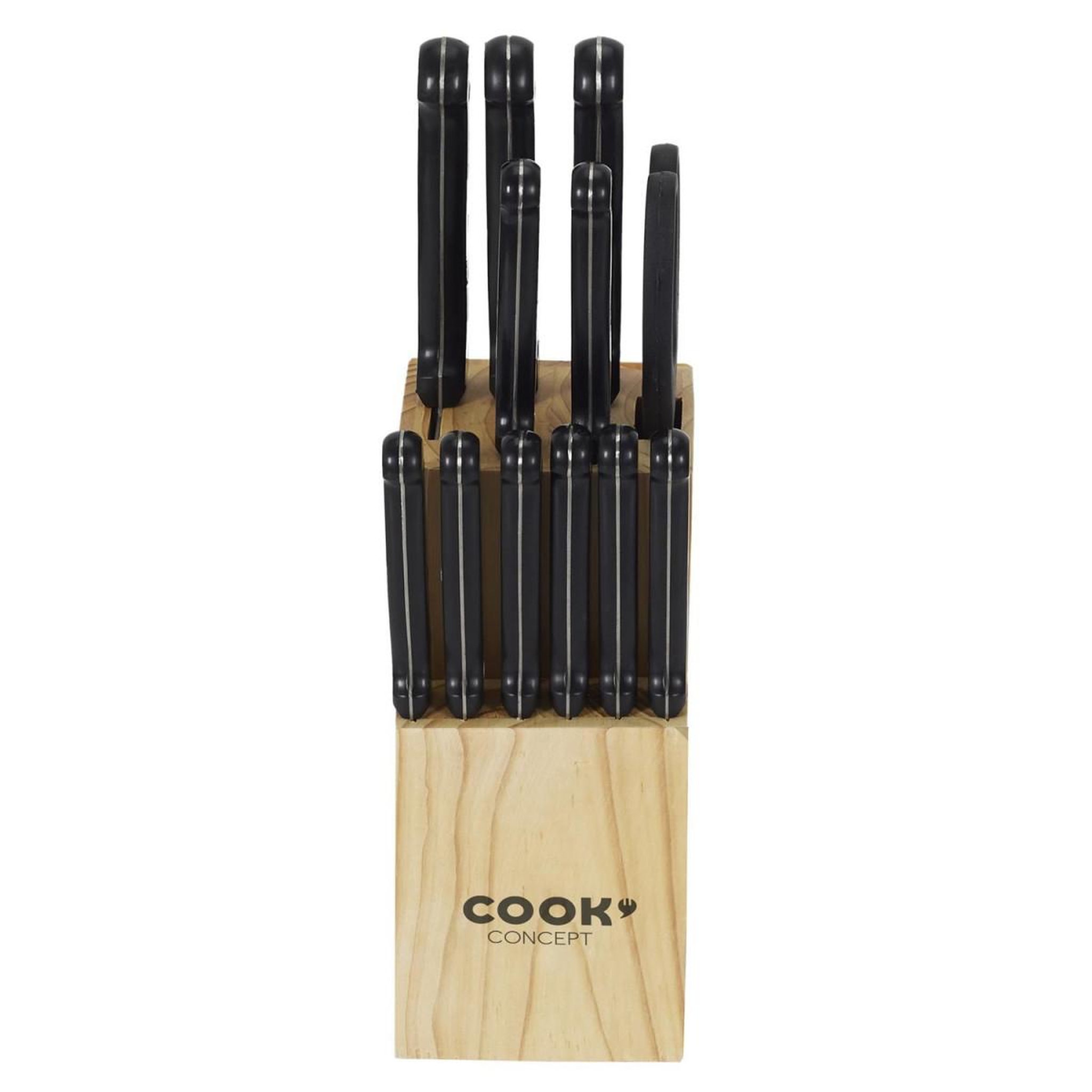 Voir la diapositive 2 : COOK CONCEPT Bloc 11 Couteaux & Ciseaux  Inox  34cm Noir