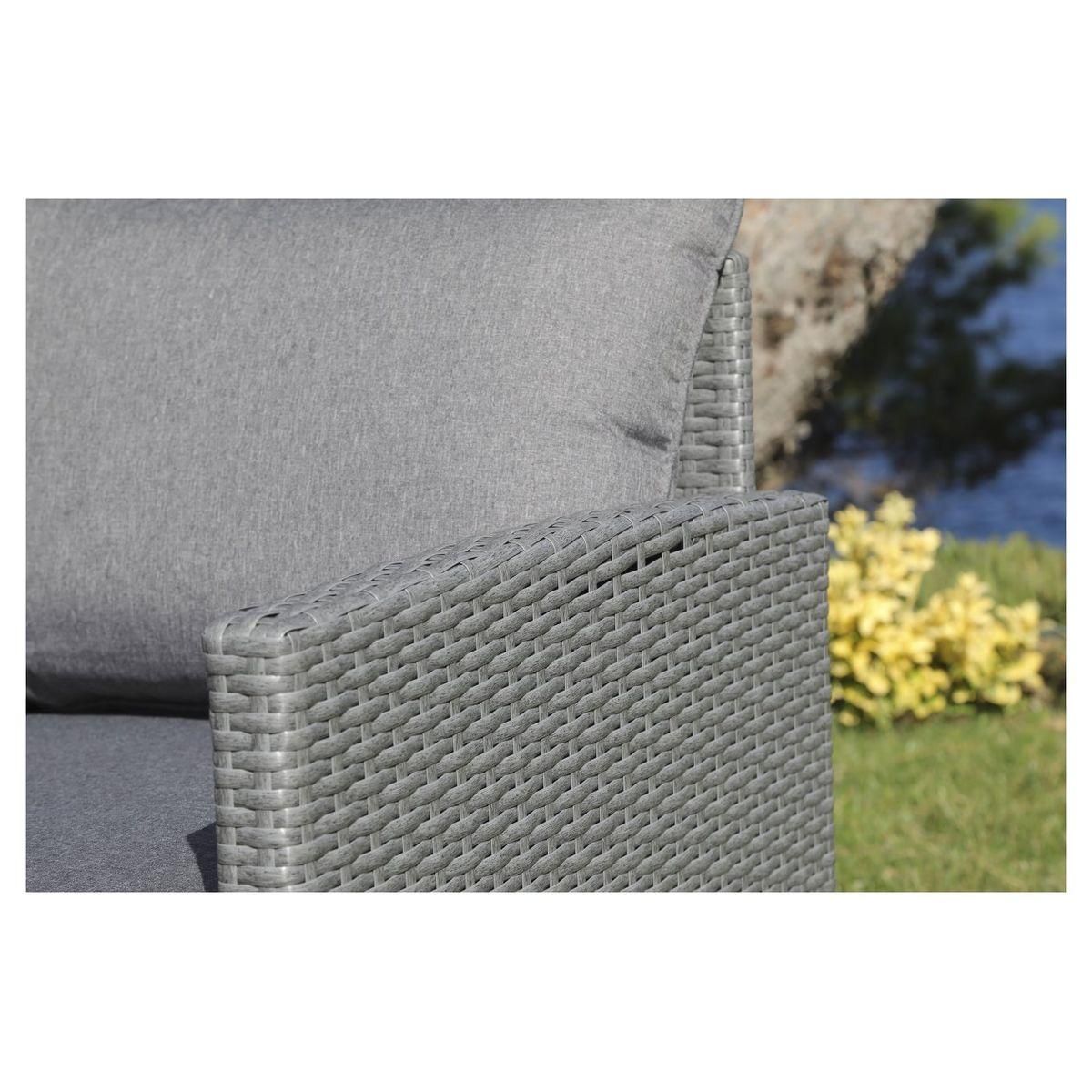 Salon bas de jardin 4 personnes en résine tréssée YUCCA