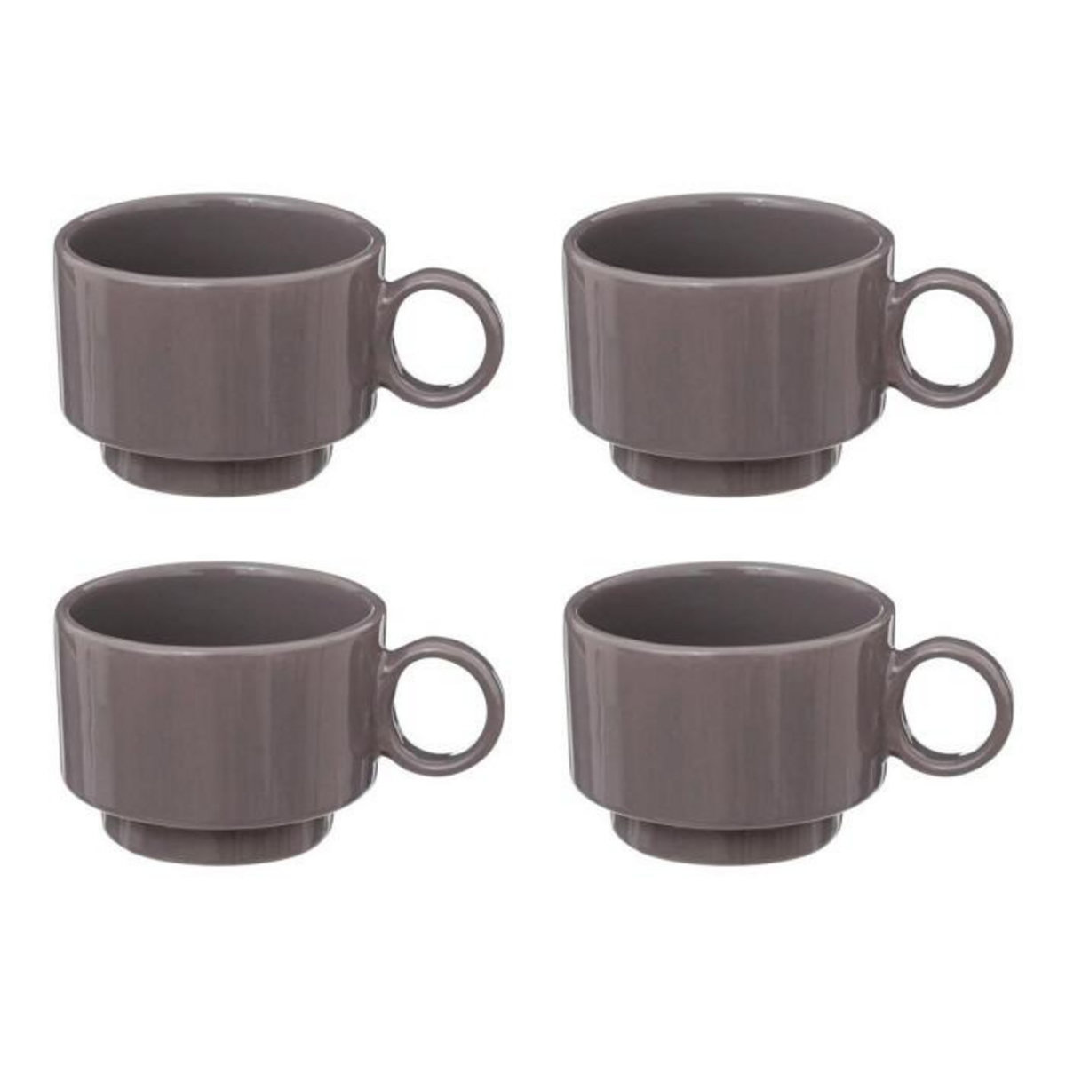SECRET DE GOURMET Lot de 4 Tasses à Café  Anne  10cl Gris