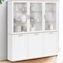 Voir la diapositive 2 : ID MARKET Buffet vaisselier 160 cm VITO meuble de cuisine 6 portes blanc et bois