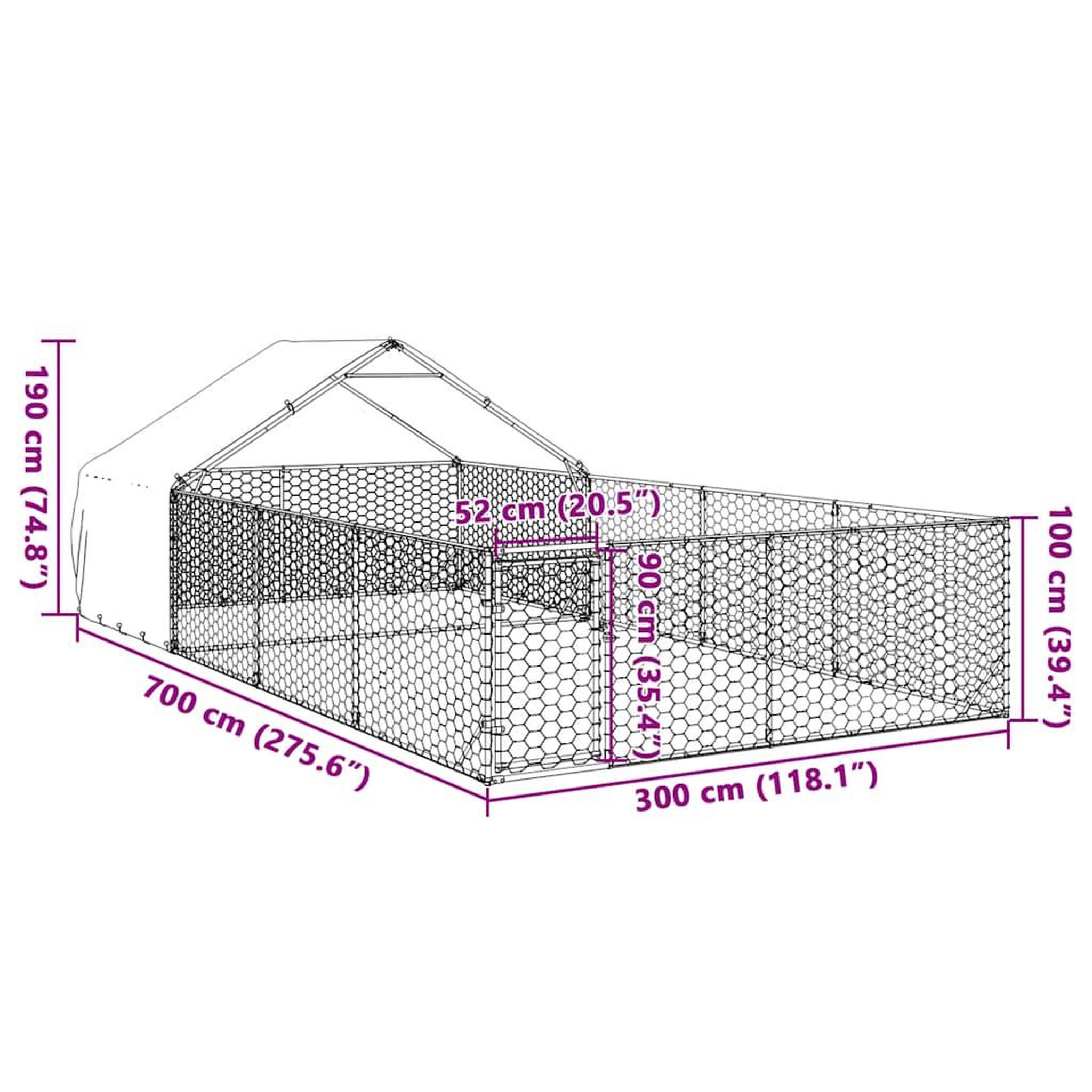 Voir la diapositive 6 : VIDAXL Niche d'exterieur pour chien enclos 7x3x1,9 m acier galvanise