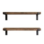 TOILINUX 2 Etagères murales design en bois et métal - L. 60 x l. 14 cm - Marron