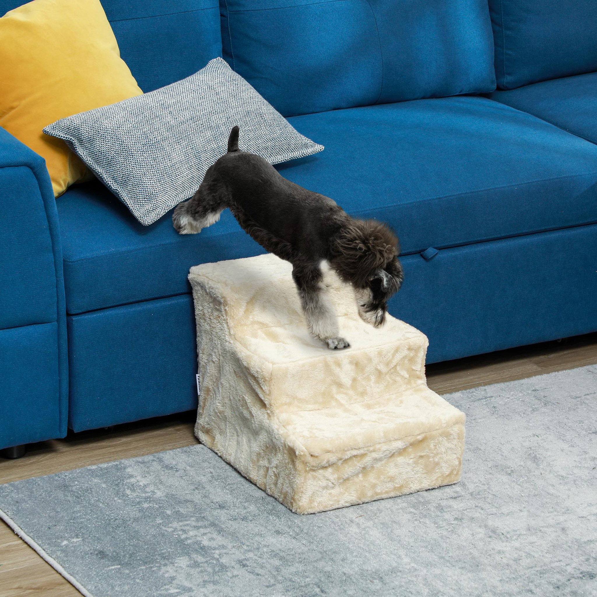Voir la diapositive 2 : PAWHUT Escalier pour chien à 3 marches déhoussable lavable - 46 x 35 x 35 cm - beige