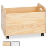 IDIMEX Coffre à jouets BENJAMIN sur roulettes, en pin massif. Coloris disponibles : Blanc, Marron