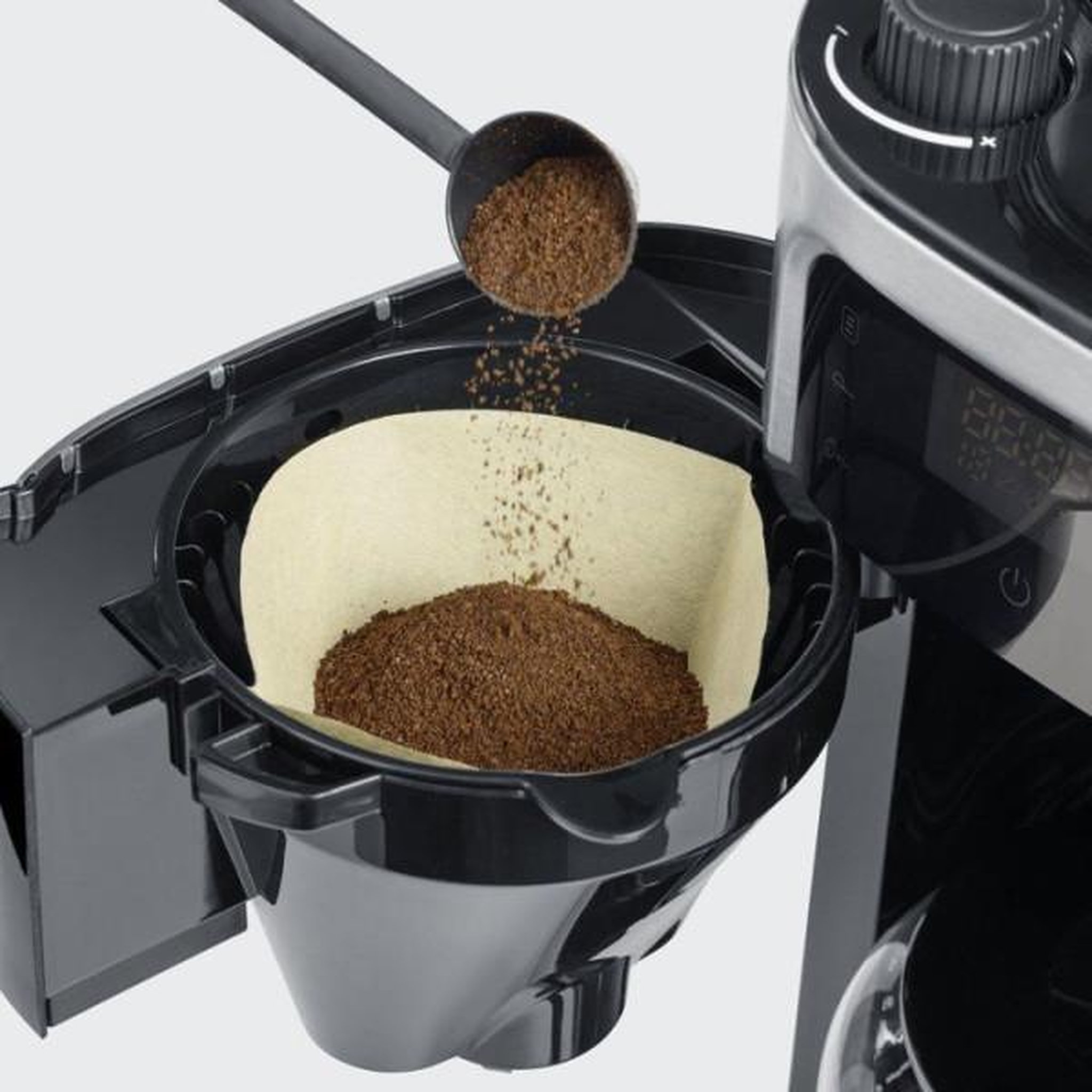 Voir la diapositive 4 : SEVERIN Machine a Cafe - Cafetiere Electrique  filtre avec broyeur intégré - SEVERIN - KA4813 -  a café écran tactile - verseuse 10 tasses - Noir/Inox