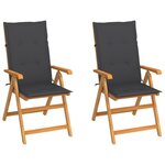 VIDAXL Chaises de jardin lot de 2 et coussins anthracite Bois de teck