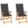 Voir la diapositive 1 : VIDAXL Chaises de jardin lot de 2 et coussins anthracite Bois de teck