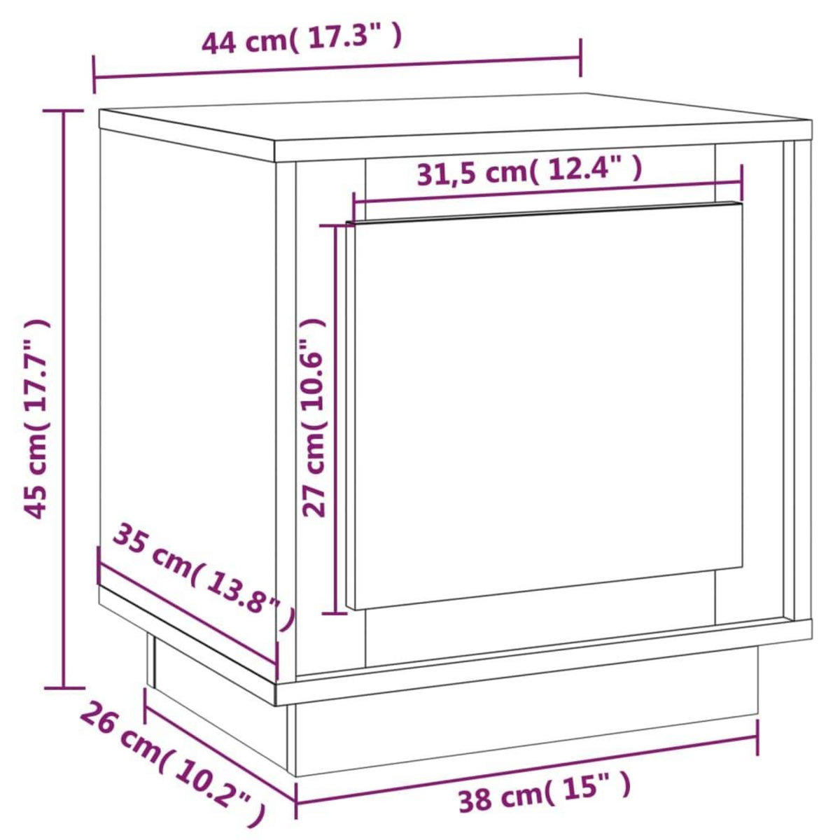 VIDAXL Table de chevet blanc brillant 44x35x45 cm bois d'ingenierie